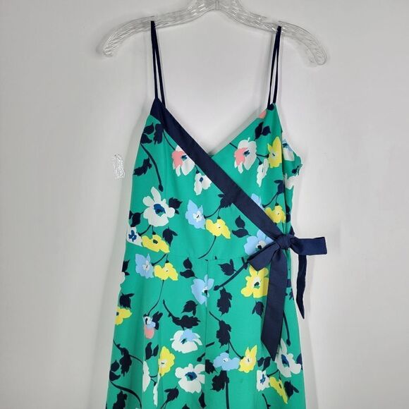 BANANA REPUBLIC Midi Dress Green Black Yellow Floral Flowy Size 6 - Picture 3 of 8